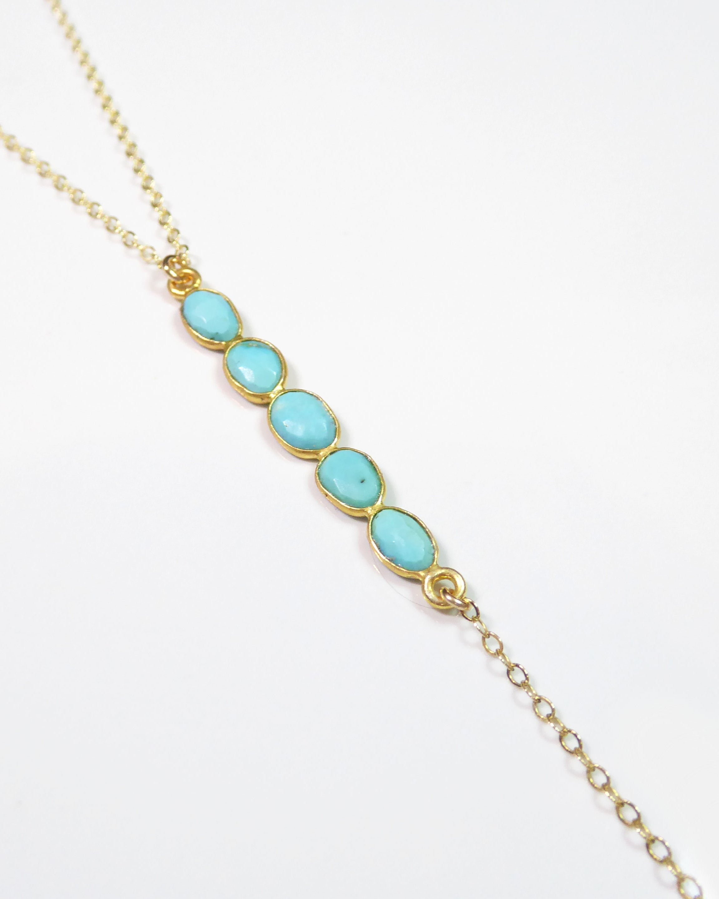 Long Turquoise Pendant Lariat Necklace For Women