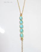 Long Turquoise Pendant Lariat Necklace For Women